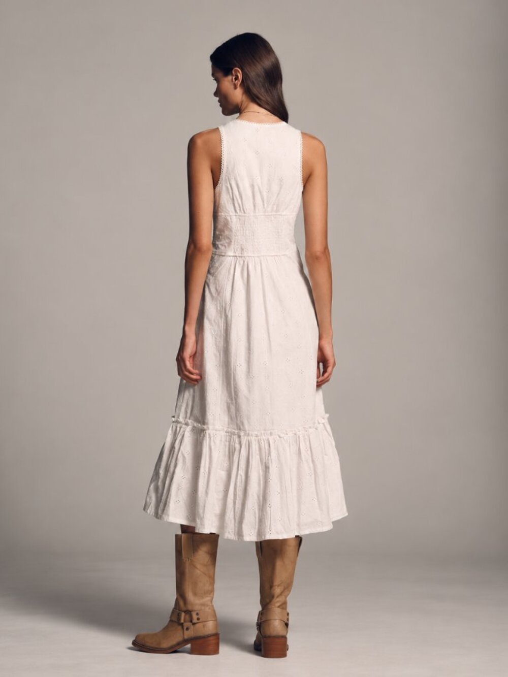 NWT Anthropologie Eyelet V-Neck Sleeveless Midi Dress - Picture 2 of 5
